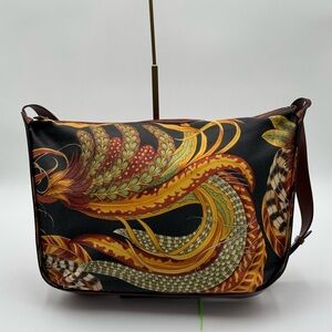 Salvatore Ferragamo Tropical Print Leather Shoulder bag with Attached Pochette.